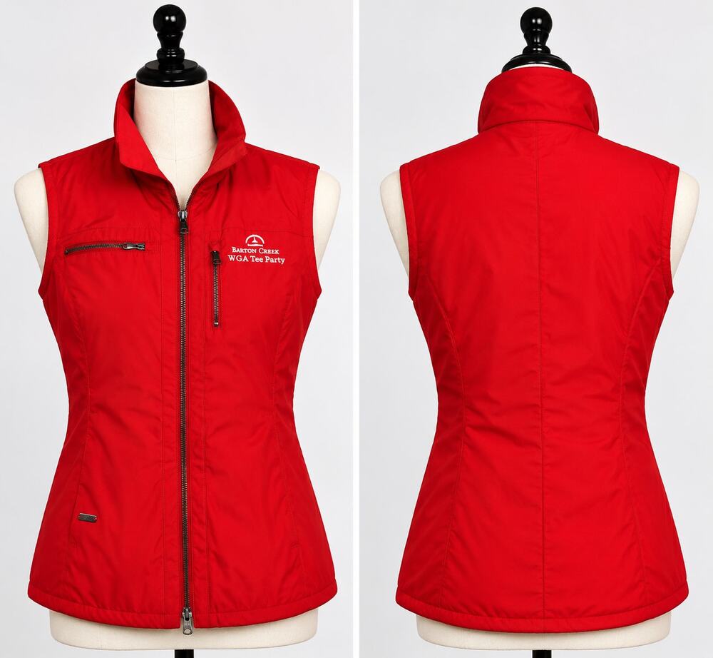 Cutter & Buck WeatherTec Women’s M Red Golf Vest Barton Creek WGA Tee Party